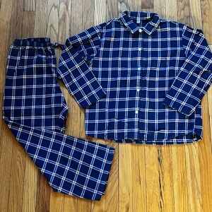 Uniqlo 100% Cotton Navy Plaid Pajama Set